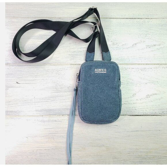 Aimee Kestenberg Denim Printed Leather Crossbody Bag - Picture 1 of 5